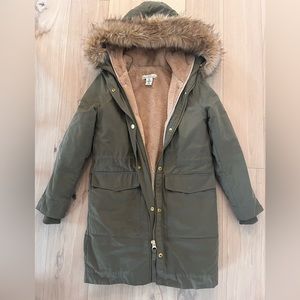 Olive Women’s Jacket with Faux Fur lining - Size 2